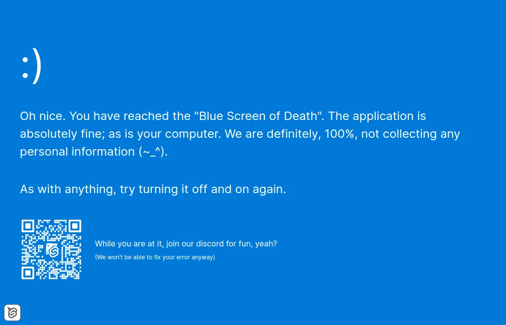 sveltevietnam.dev version of the Blue Screen of Death