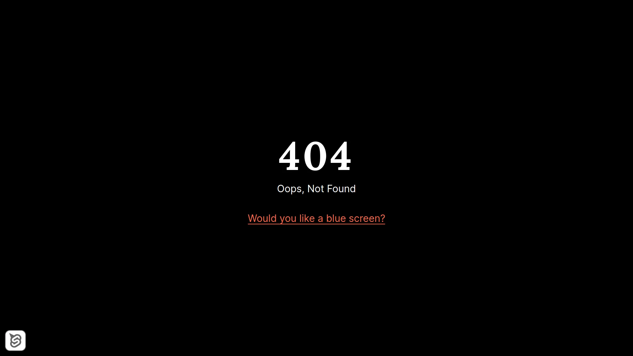 404 page showing a interesting message